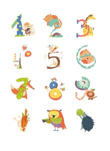 Цифры со зверушками